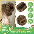thumbnail image 1 of DOPI Claw Clip Messy Bun Hair Piece Wavy Curly Hair Bun Clip in Claw Chignon Ponytail Hairpieces Synthetic Tousled Updo Hair Extensions Scrunchie Hairpiece for Women, Gray and White Tips, 1 of 8