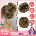 thumbnail image 1 of DOPI Claw Clip Messy Bun Hair Piece Wavy Curly Hair Bun Clip in Claw Chignon Ponytail Hairpieces Synthetic Tousled Updo Hair Extensions Scrunchie Hairpiece for Women, Gray and White Tips, 1 of 7