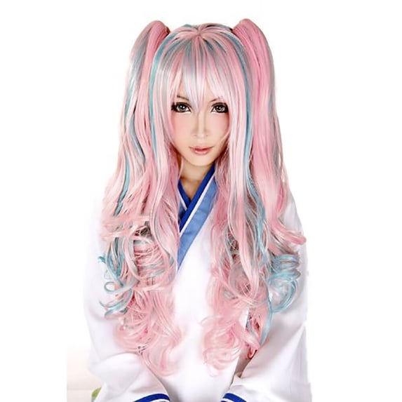 DOPI Colorful Beautiful Long Cosplay Full Front Hair Girl Curly Synthetic Wig