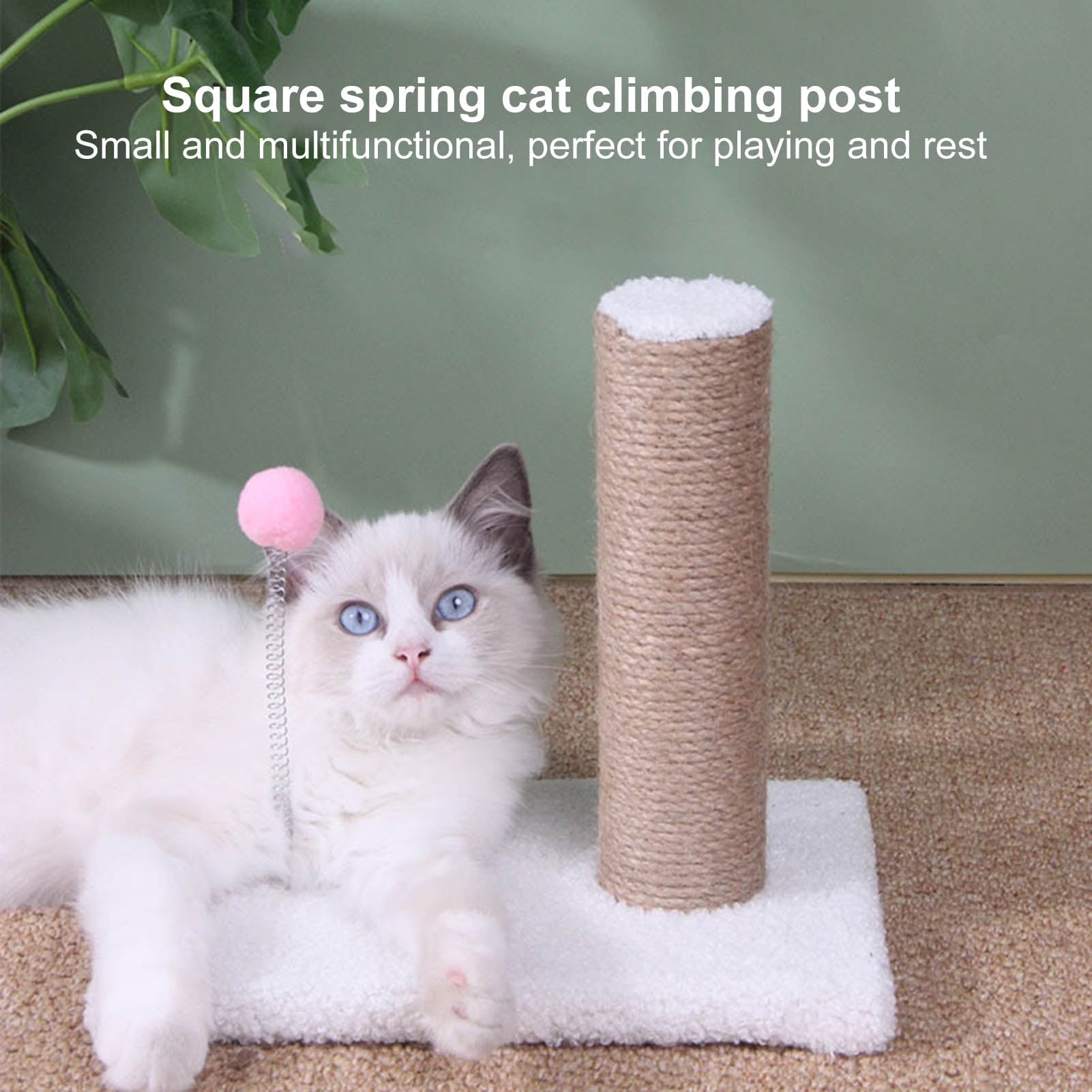 DOPI Compact Cats Climbing Post Scratch-resistant Plush Cute Shape Spring Ball Scratching Post for Home