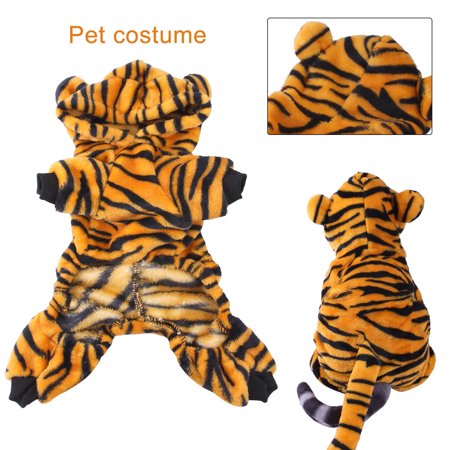DOPI Coral Fleece Pet Hoodie Breathable Keep Warmth Cosplay Tiger Design Dog Sweatshirt Pet Supplies