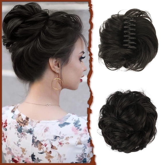 DOPI Curly Bun Extension Messy Bun Hair Piece Scrunchie Updo Wrap Hair Extensions Beauty Salon Straight Hair Fun Lace Wavy Curls Braided Hair Synthetic Hair bohon Perfect for Party Everyday