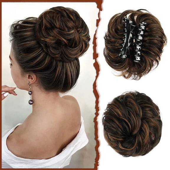 DOPI Curly Bun Extension Messy Bun Hair Piece Scrunchie Updo Wrap Hair Extensions Beauty Salon Straight Hair Fun Lace Wavy Curls Braided Hair Synthetic Hair bohon Perfect for Party Everyday