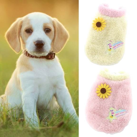 DOPI Dog Coat Sunflower Rainbow Pattern Autumn Winter Buttons Foreleg Round Neck Cats Pet Jacket for Daily Wear