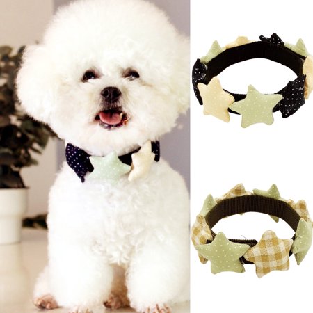 DOPI Dog Collar Star Design Adjustable Size Cotton Lovely Dog Collar Neck Decoration Collar for Small Dogs