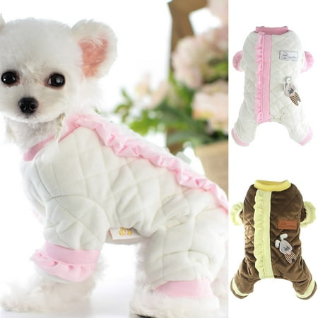 DOPI Dog Jumpsuit Ruffles Rabbit Pattern Autumn Winter Round Neck Four Legs Thicken Cats Bichon Jumpsuit for Party