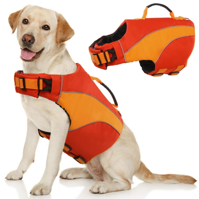 DOPI Dog Life Jacket, Safety Pet Flotation Life Vest with Reflective Stripes, Dog Lifesaver Pet