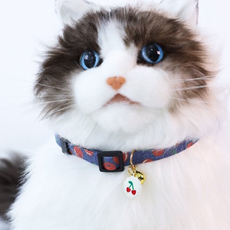 DOPI Dog Necklace Adjustable Comfortable Polyester Blue Loving Shape Teddy Collar with Bells for Puppy