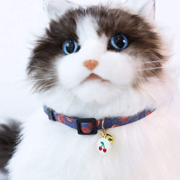 DOPI Dog Necklace Adjustable Comfortable Polyester Blue Loving Shape Teddy Collar with Bells for Puppy