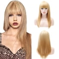 thumbnail image 1 of 〖DOPI〗Fashion Blonde Long Straight Wig Synthetic Fringe Long Wigs 25 inches, 1 of 4