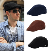 DOPI Fashion Casual Womens Mens Unisex Beret Hat Solid Baseball Flat Cap Topee BlackOne size