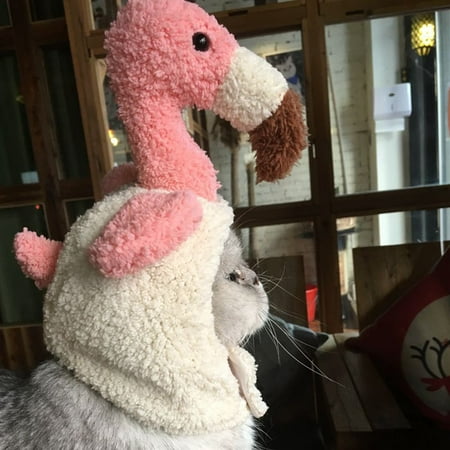 DOPI Fleece Cat Headgear Soft Eye-catching Adorable Flamingo Design Pet Hat for Party