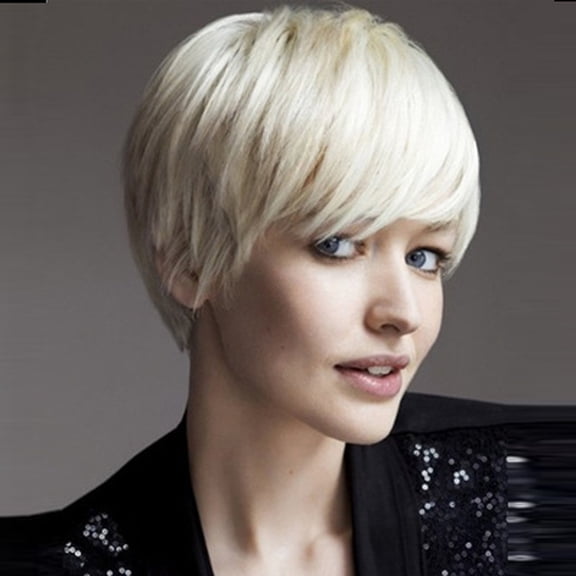 DOPI Girls Fashion Short White Wig Women Short Straight Hair Wig Female Fiber