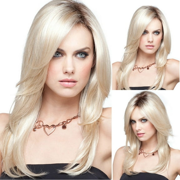 DOPI Gold Wigs Wavy Curly Long Heat Resistant Fiber Costume Party Wigs for Women