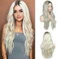 thumbnail image 1 of DOPI Gradient Color Female Long Hair Fashion Mid-Length Curly Wig Hood, 1 of 4