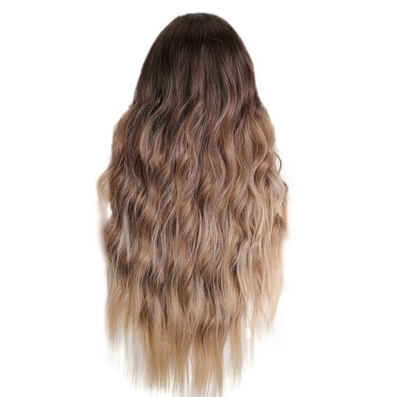 DOPI Gradient Gold Ladies Transparent Lace Front Wig Brazilian Water Wave Front Lace Wig Natural Color Deep Wave Front Lace Wig Natural Color Curly(2Pack)