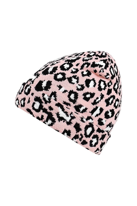 Hat Cap Hat Crochet Knit Men Winter Warm Adult Women Leopard Baseball Caps PinkOne size