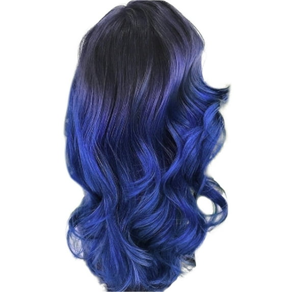 DOPI Headband Wigs Women Long Curly Straight Wavy Synthetic Full Hair Wig Pink Purple Cosplay(2Pack)