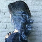 DOPI Heat Resistant Women Black to Blue Long Wavy Wigs Hair Synthetic Full Wigs