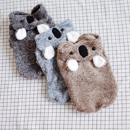 DOPI Hooded Dog Coat Thick Coral Fleece Koala Design Soft Elastic Pet Jacket for Daily Wear