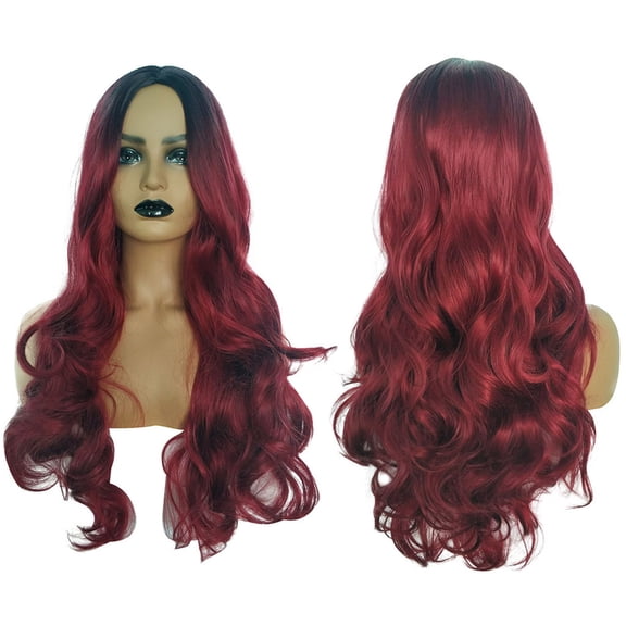DOPI Human Hair Wigs For Women Black Color Natural Lace Hair Black Women Natural Party Cosplay Red Long Wave Sexy Curly Wav