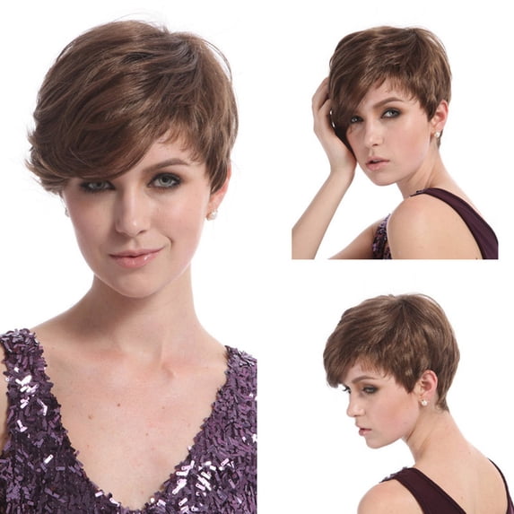 DOPI Human Hair Wigs For Women Black Color Natural Lace Hair Fashion Women Short Rose Net Full Brown Synthetisch Hiar Wig C