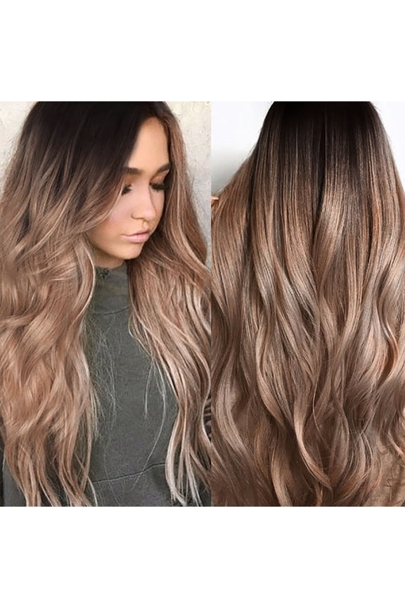 DOPI Human Hair Wigs For Women Black Color Natural Lace Hair Sexy Gradient Blonde Party Wigs Long Curly Hair Mixed Colors S