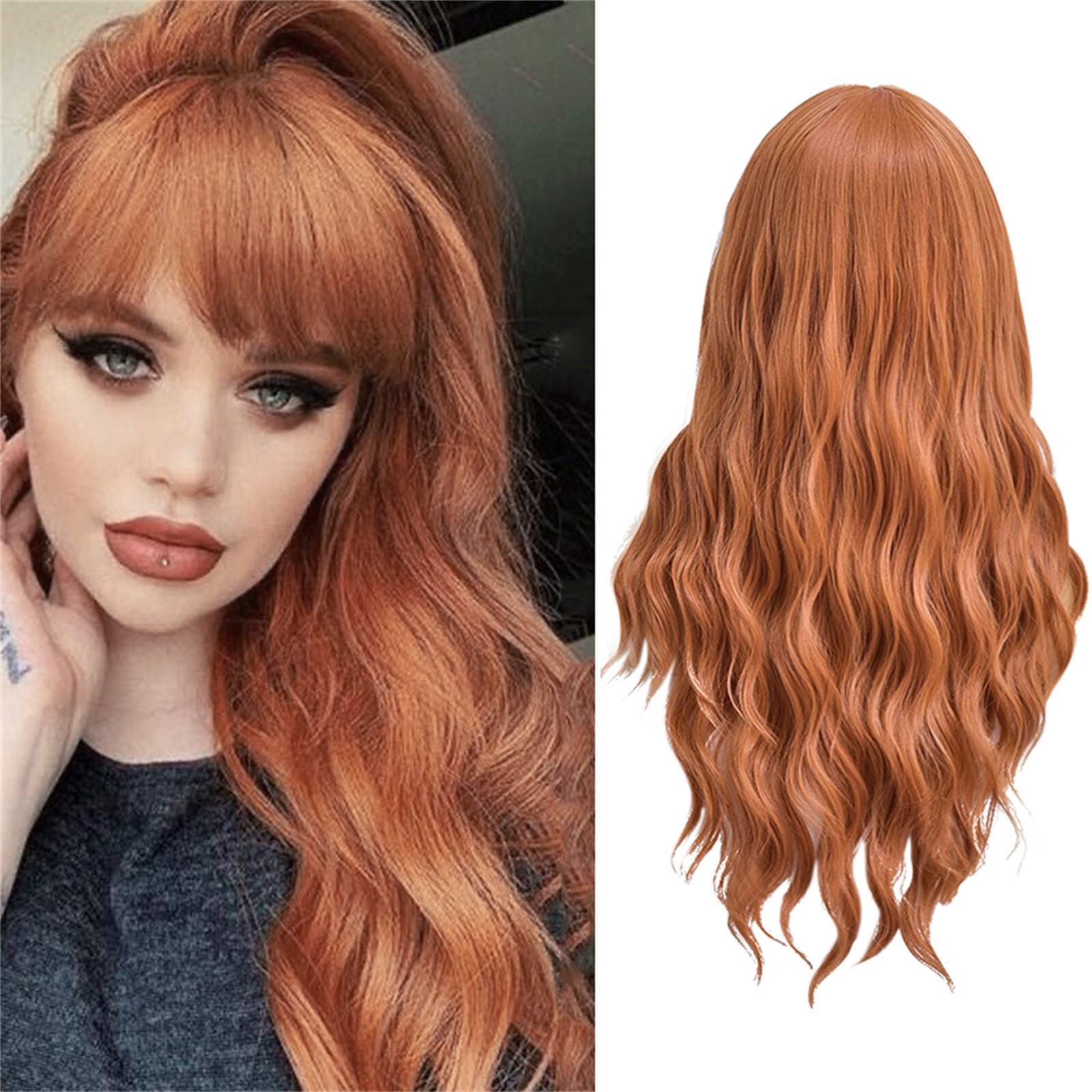 DOPI Human Hair Wigs For Women Black Color Natural Lace Hair Women's Fashion Wig Brown Synthetic Hairshort Wigs hair Wave W