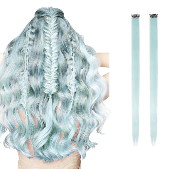 DOPI Human Hair Wigs For Women Color Card Wig Piece Long Straight Hair Single Card Two Piece Color Hair Extension Piece Gradient Hanging Ear Bleach Dyed Wig