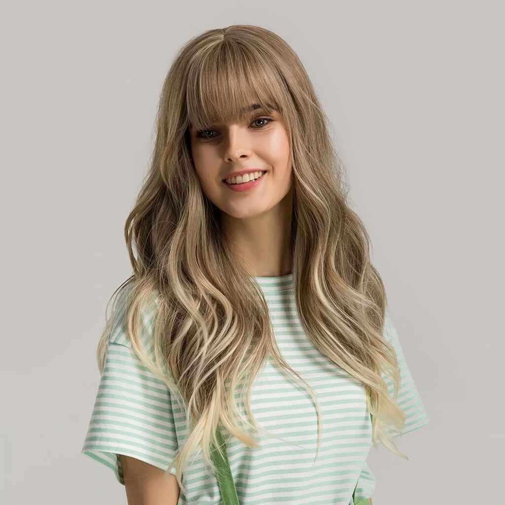 DOPI Fashion Women Full Hair Wig With Bangs Long Straight Hair Wigs