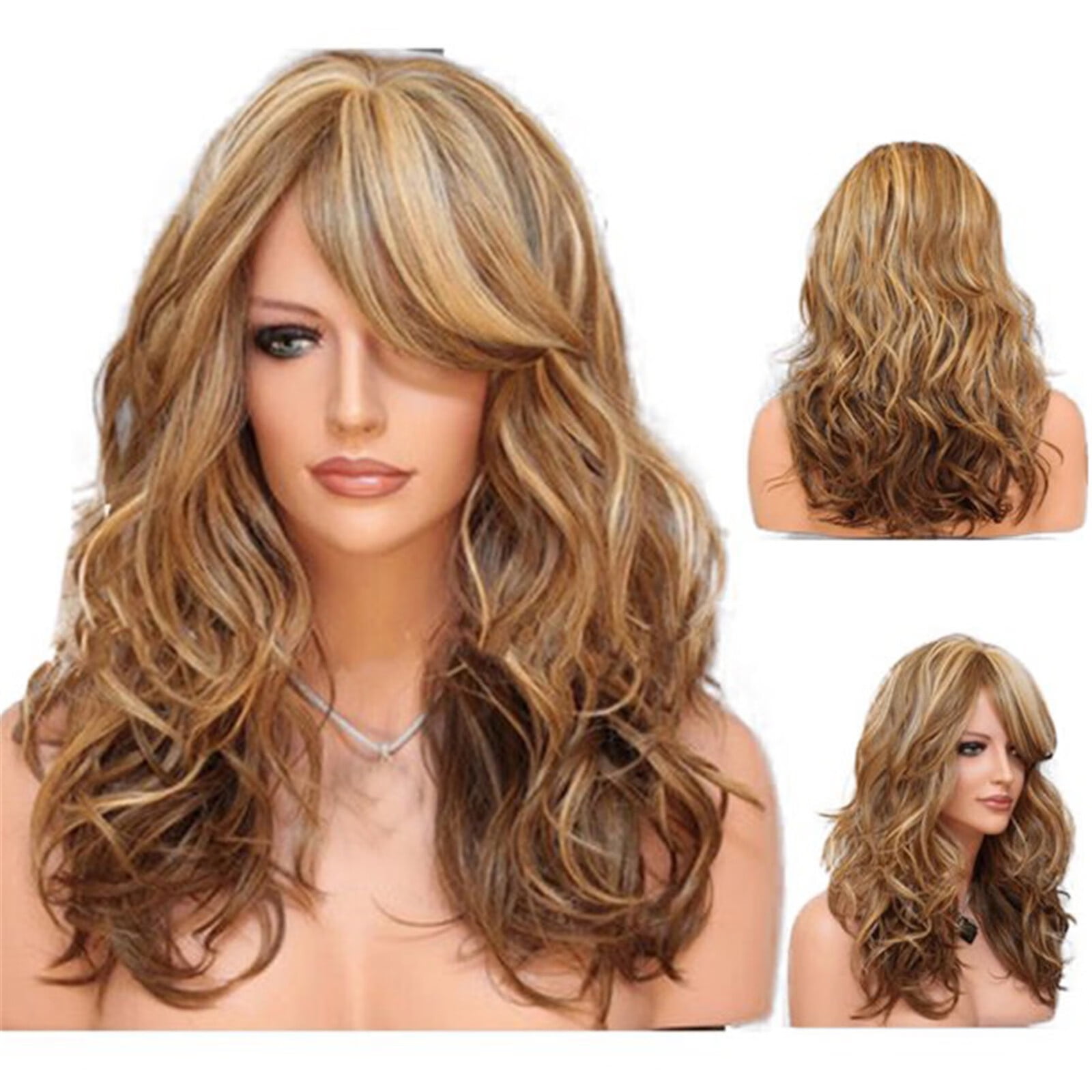 DOPI Human Hair Wigs For Women Women's Heat Hair Blonde Long Curly Full Wig
