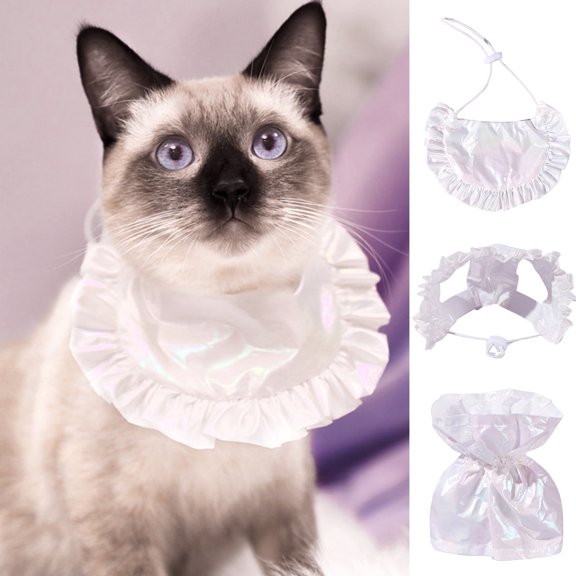 DOPI Kitten Scarf Dazzling Dress-up Polyester Shiny Pet Cats Bib Hat Scarf for Party