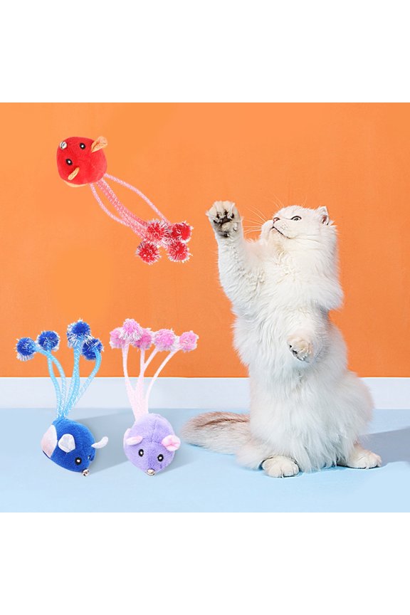 Kitten Toy Mouse Shape Relieve Boredom Playing Teaser Pet Interactive Plush Toy for Kitty