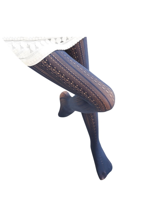 Lace Patterned Tights Fishnet Floral Stockings Small Hole Pattern Leggings Tights Net Pantyhose (Navy,One Size)