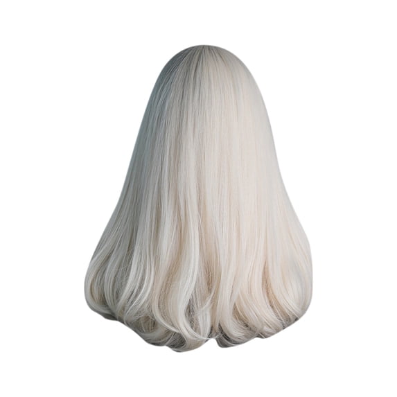 DOPI Long Curly Hair Wig Bangs Long Curly Hair Rose Mesh Platinum Gold Pear Flower Curly Wig Set