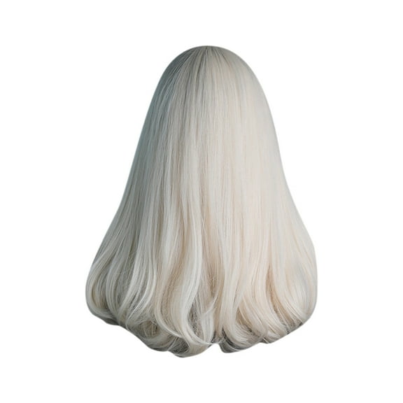 DOPI Long Curly Hair Wig Bangs Long Curly Hair Rose Mesh Platinum Gold Pear Flower Curly Wig Set