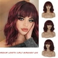 thumbnail image 1 of DOPI Medium Length Curly Burgundy Wig Hair Cover Party Decorations Head Protection(2Pack), 1 of 5