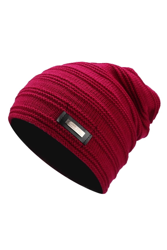 Men Women Winter Goose Down Headgear Solid Color Pile Cap Casual Earmuffs Hat RedM