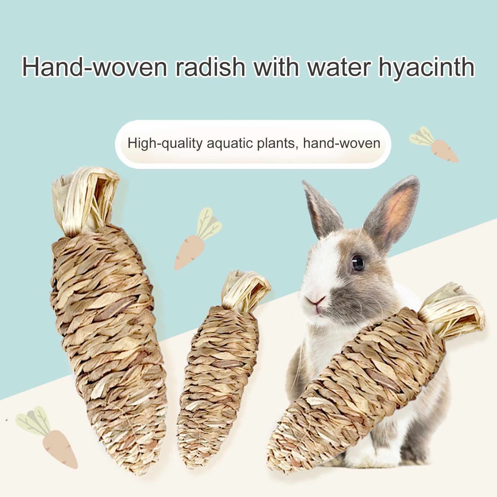 DOPI Molar Toy Minimalistic Exquisite Eco-friendly Bunny Toy Water Hyacinth Grass Carrot for Home