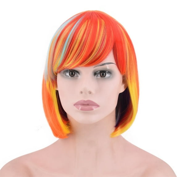 DOPI Multicolor Women Natural Sexy Short Straight Synthetic Wig Fashion Parting Wigs(2Pack)