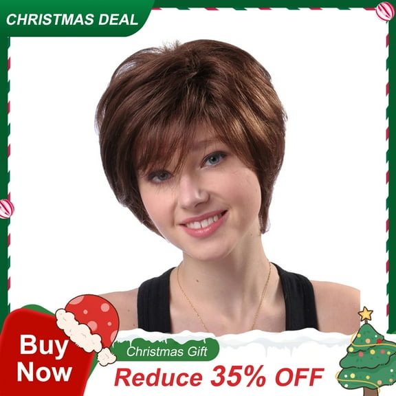 DOPI Natural Short Brown Human Hair Wigs For Women Human Hair Wig Short Natural Daily Use Hair