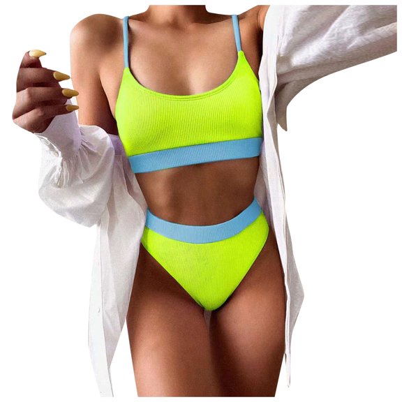 DOPI New Bikini Swimsuit Fashion Sexy High Waist Multi Color Split Women's Swimsuit