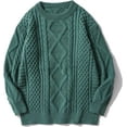 thumbnail image 1 of DOPI Oversized Knit Sweater Solid Vintage Pullover Sweater Unisex Woven Crewneck Knitted Tops Multicolored Autumn Sweater, 1 of 3