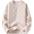 thumbnail image 1 of DOPI Oversized Knit Sweater Solid Vintage Pullover Sweater Unisex Woven Crewneck Knitted Tops Multicolored Autumn Sweater, 1 of 3