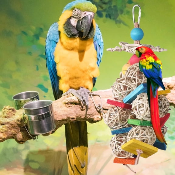 DOPI Parrot Toy Colorful Blocks Relieve Boredom Wooden Parrot Training Block Chewing Toy Pet Toys