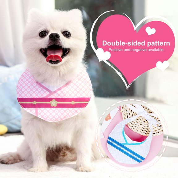 DOPI Pet Bib Double-side Pattern Decorative Skin-friendly Puppy Round Saliva Towel for Daily Wearing