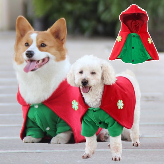 DOPI Pet Cape Snowflake Pattern Pet Cosplay Soft Texture Fashion Dogs Hooded Cloak Coat for Christmas