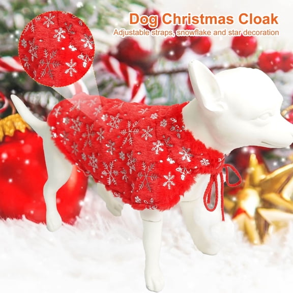 DOPI Pet Cape Snowflake Star Pattern Dress-up Soft Texture Puppy Cloak Outfit for Christmas