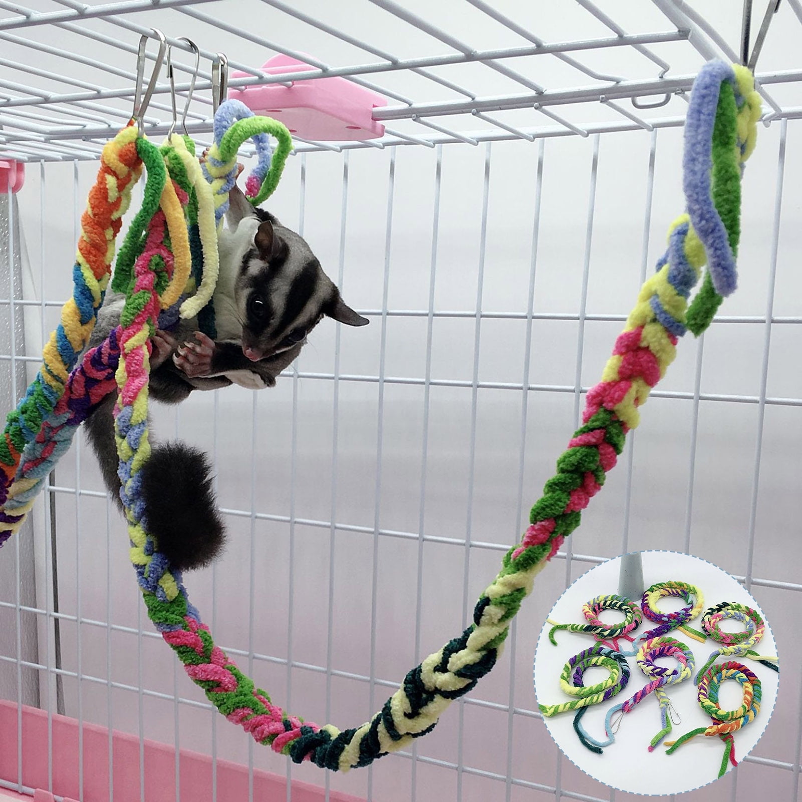 DOPI Pet Climbing Rope Multi-color Anti-shedding Super Soft Pet Hamster Swing Rope Bridge for Parrots