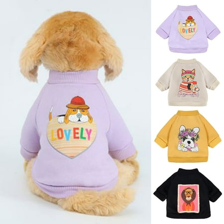 DOPI Pet Clothes Cartoon Kitten Dogs Pattern All-match Skin-friendly Fashion Pet Puppy Sweatshirt for Winter